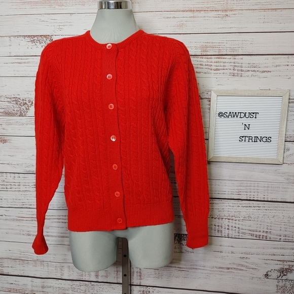 Ports 1961 Sweaters - VINTAGE Ports Lambswool Cable Knit Cardigan S